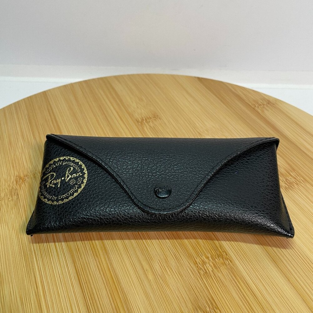 Ray Ban Black Pebble Grain Sunglasses Case Faux Leather Button Snap Down